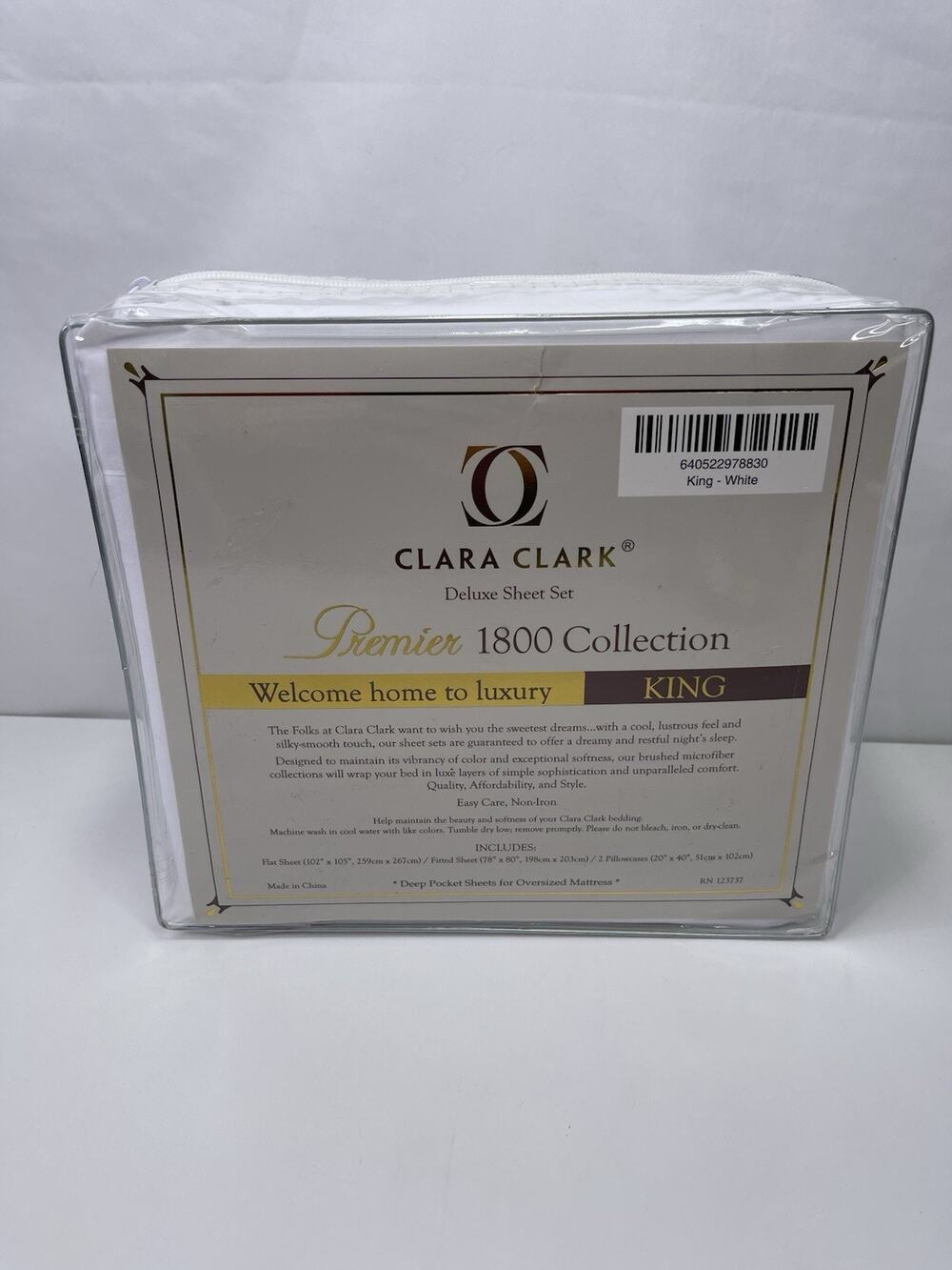 Clara Clark Premier 1800 Collection King Sheet Set White Deep Pocket 4 Piece NIB